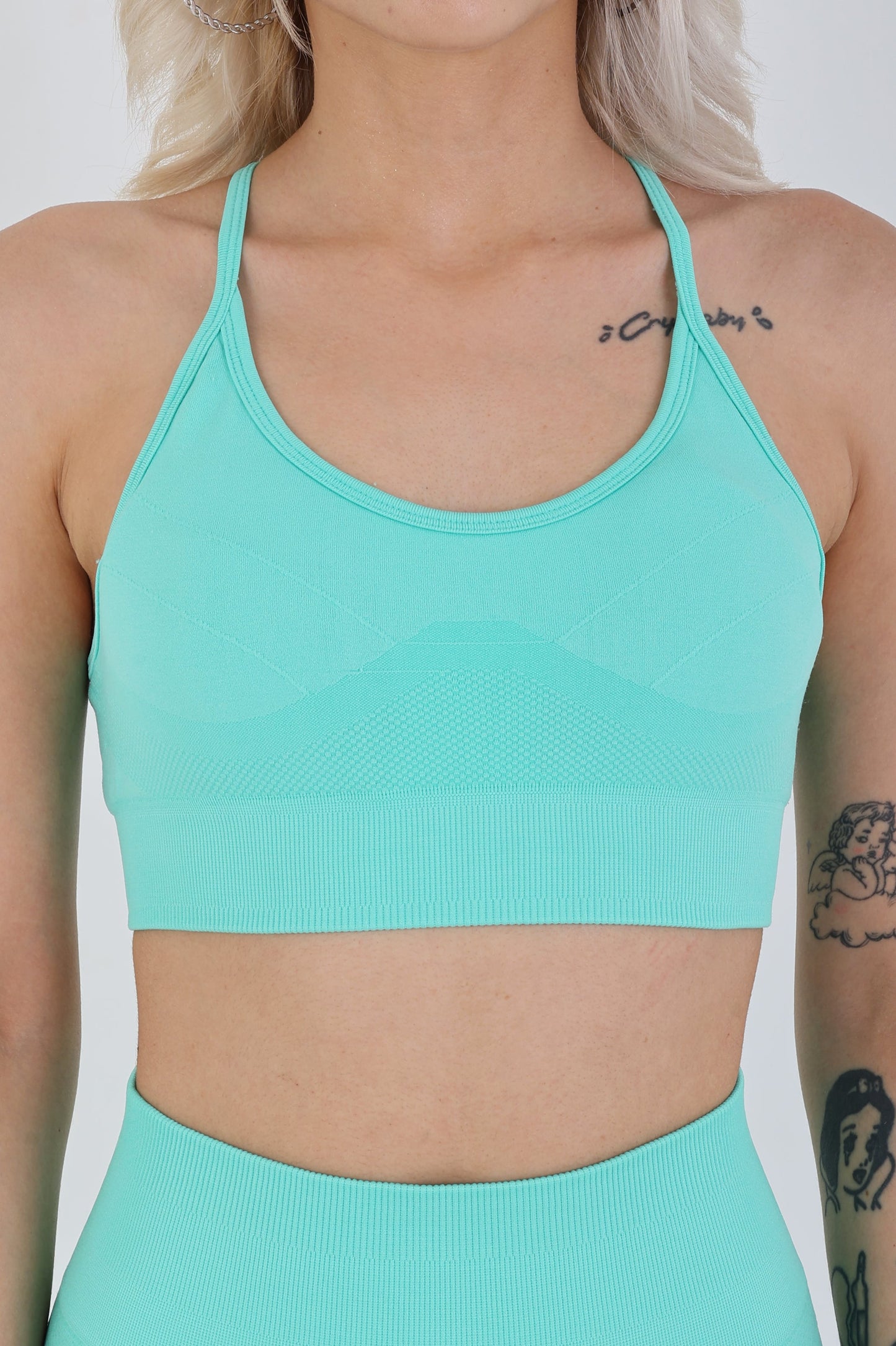 SOOFUL pool blue seamless sporcu büstiyer dikissiz ferah mavi pilates yoga