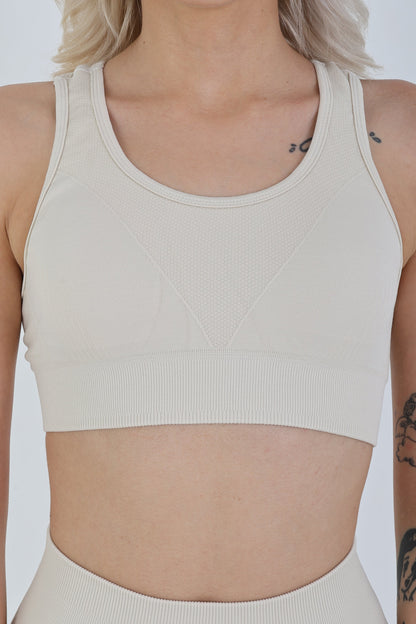 SOOFUL egret seamless sporcu büstiyer dikissiz kırık beyaz minimalist yoga pilates barre