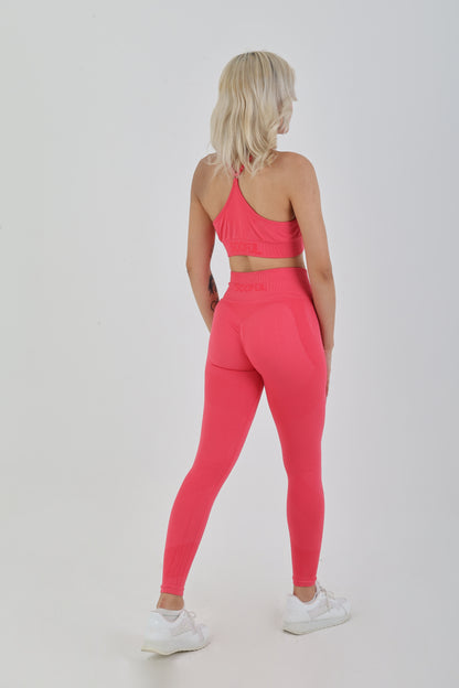 Yüksek Bel Seamless Toparlayıcı Spor Tayt – Raspberry | Push-Up Etkili & Nefes Alan Kumaş