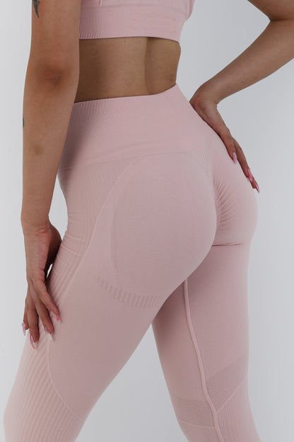 Yüksek Bel Seamless Toparlayıcı Spor Tayt – Rose Shadow | Push-Up Etkili & Nefes Alan Kumaş