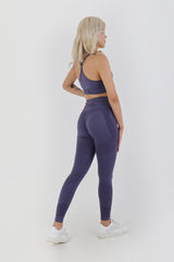 Skipper Blue Seamless Spor Takım – Yüksek Bel Toparlayıcı Tayt & Destekleyici Sporcu Bra | Push-Up & Nefes Alabilir Kumaş